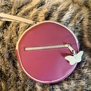 Custom made pink leather wristlet